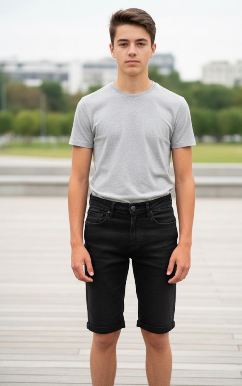 Bermuda Infantil Jeans Black