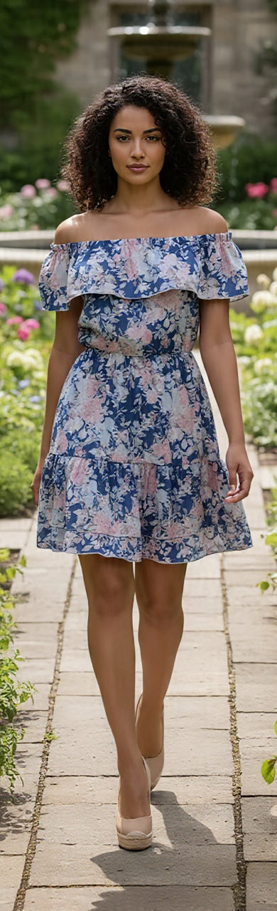 Vestido Curto Estampado Floral