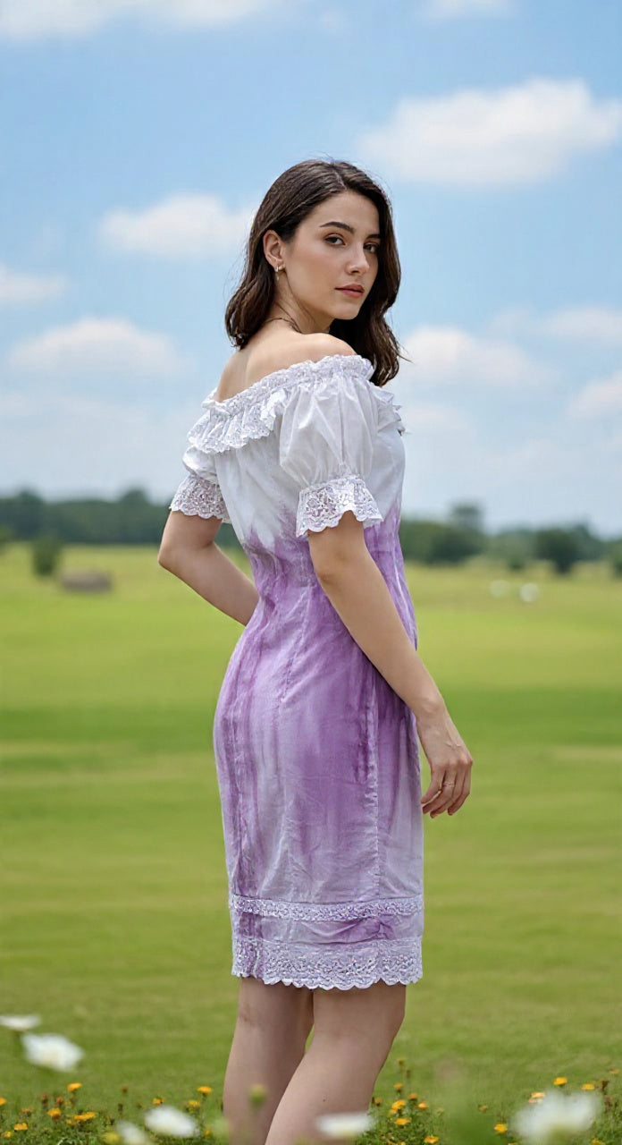 Vestido Renda Manga Bufante