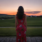 Vestido Mídi Vermelho Estampado