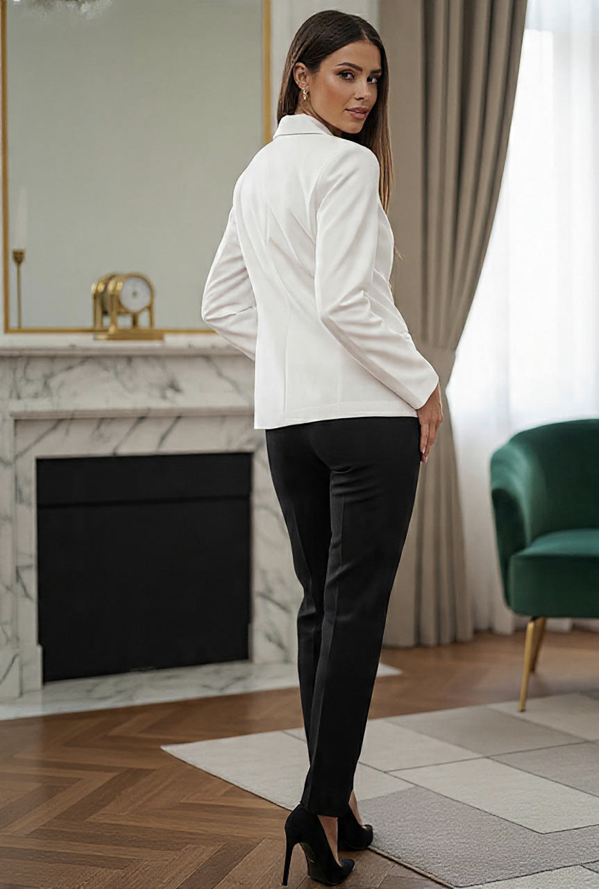 Blazer Feminino Alfaiataria Riscas Branco