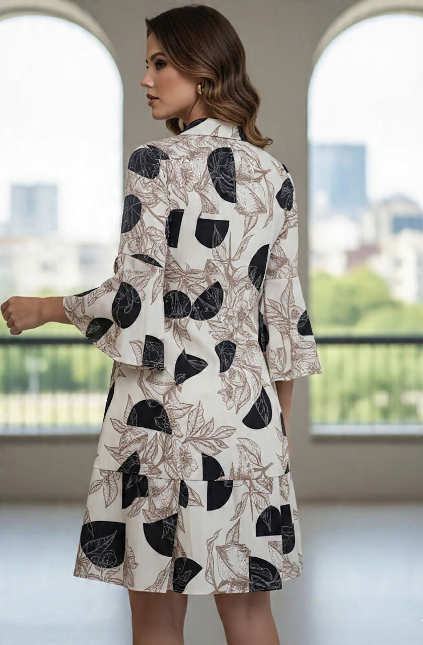 Vestido Curto Estampa Mista Viscose