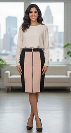 Saia Lápis Color Rosa Preto