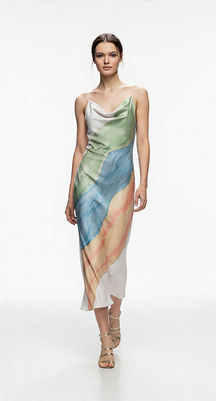 Vestido Fluido Midi Colorido