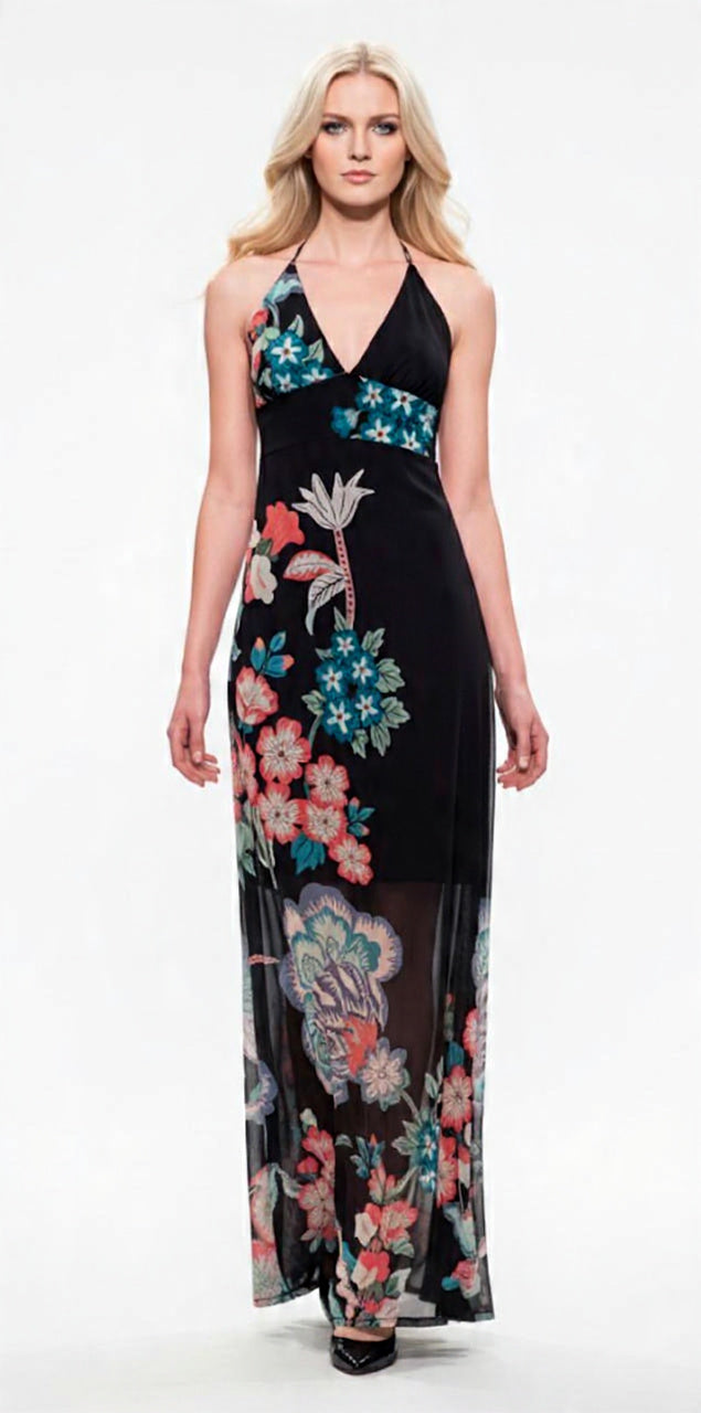 Vestido Fluido Longo Estampa Floral Zinzane