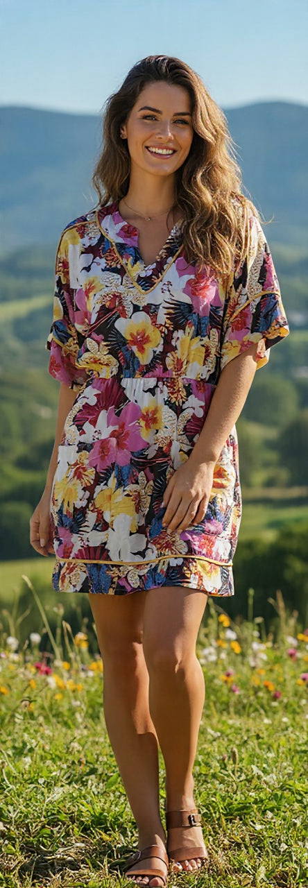 Vestido Estampa Floral Cetim